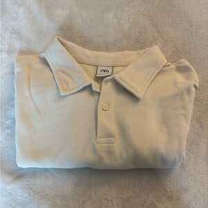 Zara Off-White Textured Polo XL